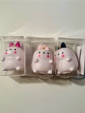 Cute Kawaii Bunny Rabbit Mini Nightlight with Colored Bows - Set of 3